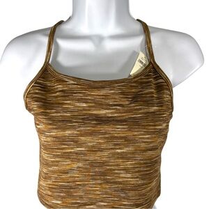 NWT Aerie Brown has and Tan Striped Crop Top Sports Bra